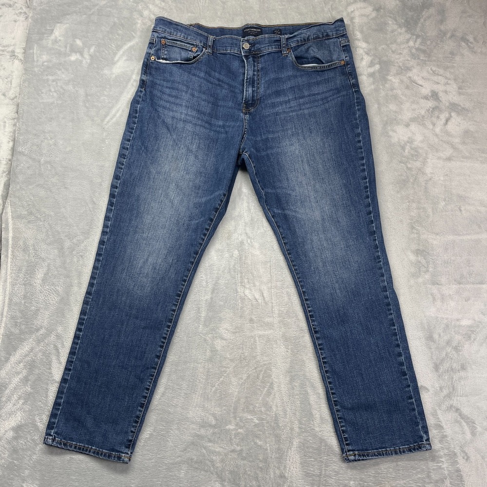 Lucky Brand 410 Athletic Jeans Mens 40/32 Blue Denim Stretch Grunge Straight Leg